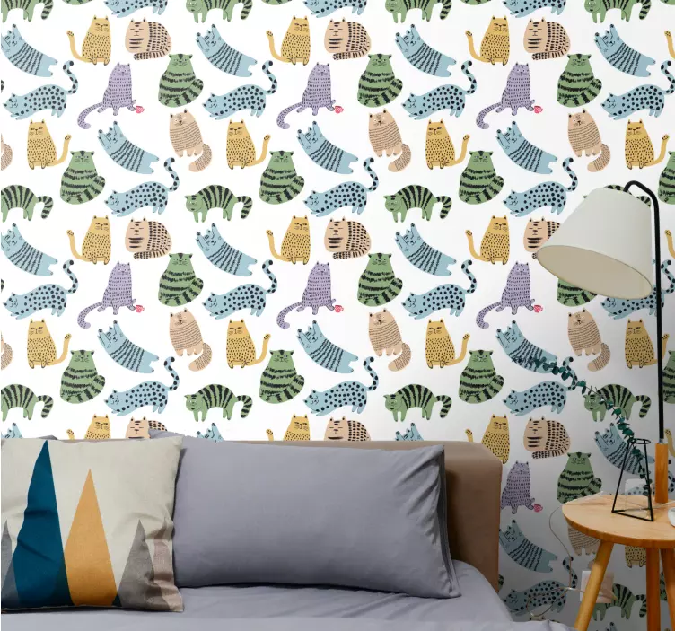 Papier peint chambre Illustration de chats mignons - TenStickers