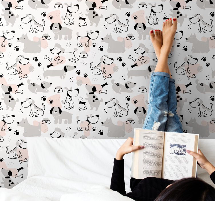 Papier peint chambre chiens gris - TenStickers