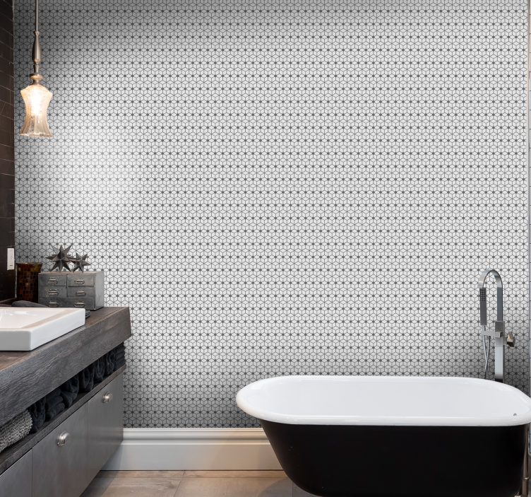 Papier peint salle de bain mosaïque grise - TenStickers