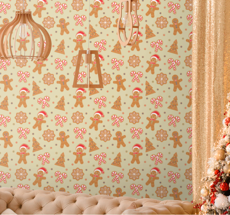 Papier peint salon Modèle de père noël en pain d'épice - TenStickers