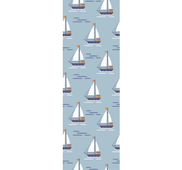 Papier peint salle de bain voiliers sur les vagues - TenStickers