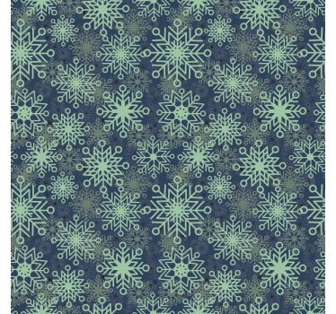 Papier peint Noël décor de flocon de neige bleu - TenStickers