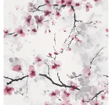 Papier peint salle de bain fond d'écran de fleurs de cerisier ros - TenStickers