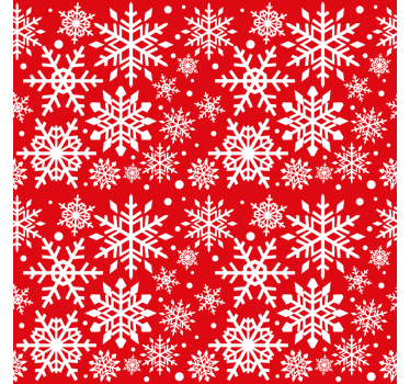 Papier peint noël flocons rouges - TenStickers