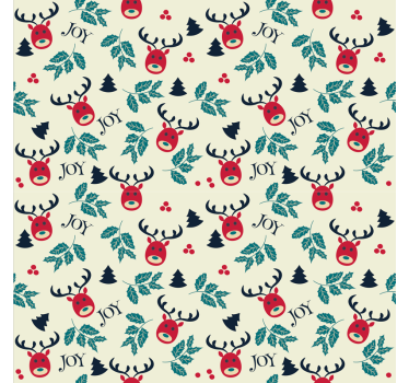 Papier peint noël joie et rennes - TenStickers