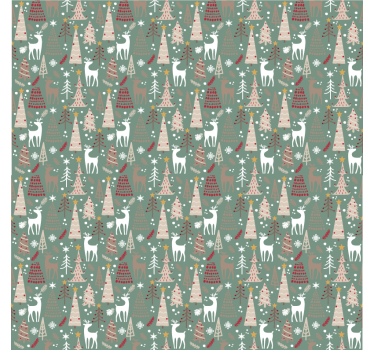 Papier peint noël motif forêt de noël - TenStickers