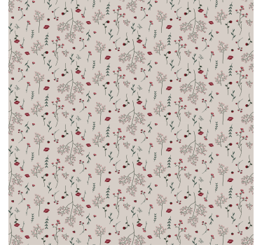 Papier peint motif floral rouge minimaliste - TenStickers