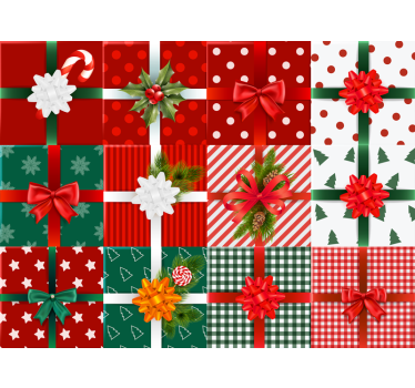 Papier peint noël motifs de cadeaux festifs - TenStickers