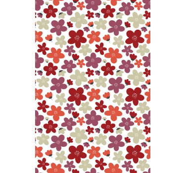 Papier peint bureau motif fleurs abstraites rouges - TenStickers