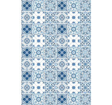 Papier peint salle de bain motifs bleus élaborés - TenStickers