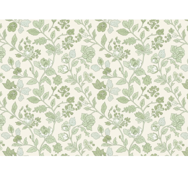 Papier peint pierre floral crème vert - TenStickers