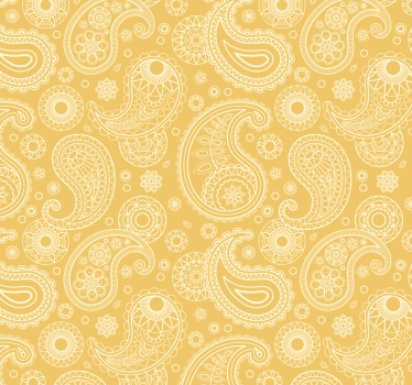 Papier peint entrée motif cachemire jaune complexe - TenStickers