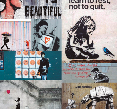 Papier peint abstrait Assemblage Banksy - TenStickers