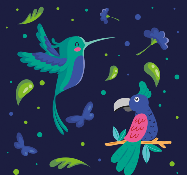 Papier peint perroquets et piverts - TenStickers