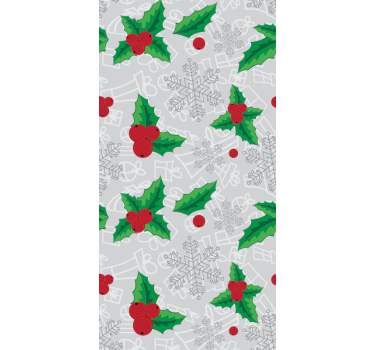 Papier peint Noël motif de houx festif - TenStickers