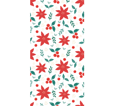 Papier peint Noël motif de poinsettias festif - TenStickers