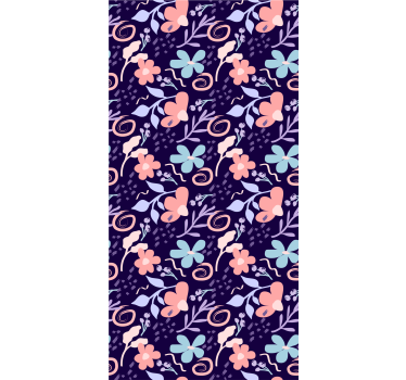 Papier peint floral motif fleuri violet - TenStickers