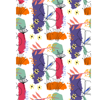 Papier peint floral modèle de croquis botanique - TenStickers