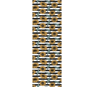 Papier peint fleuri rayures de tournesol - TenStickers