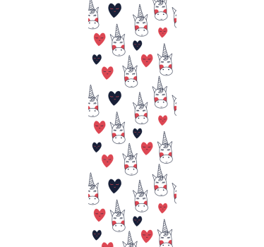 Papier peint art motif coeur licorne - TenStickers