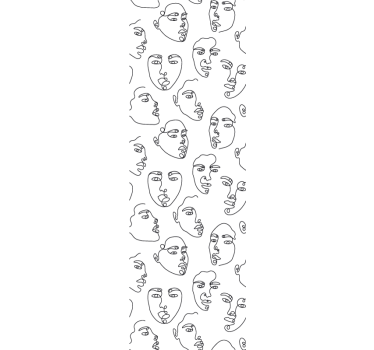 Papier peint art visages dessinés au trait - TenStickers