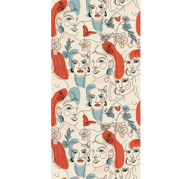 Papier peint art dessin au trait féminin - TenStickers