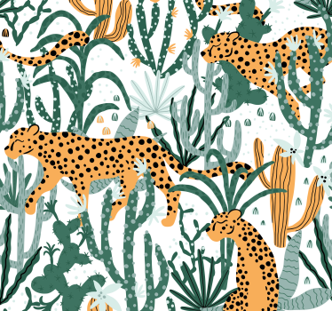Papier peint salon léopards dans la jungle - TenStickers