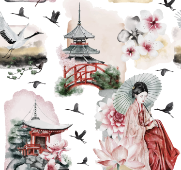 Papier peint tête de lit japon - TenStickers