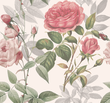 Papier peint tête de lit grandes roses - TenStickers