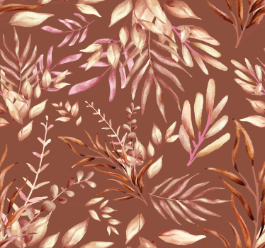 Papier peint salon terracotta plantes et feuilles - TenStickers