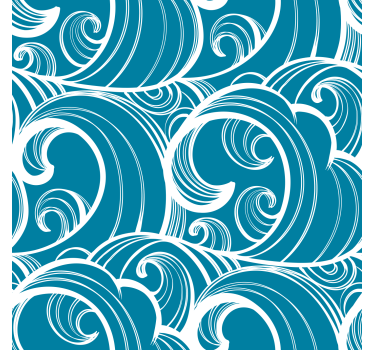 Papier peint tête de lit motif vagues bleues - TenStickers