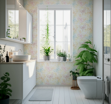 Papier peint salle de bain papillons multicolores - TenStickers