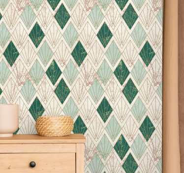 Papier peint salle de bain art déco marin motifs de losanges - TenStickers