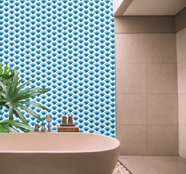 Papier peint salle de bain écailles de poisson tons bleus - TenStickers