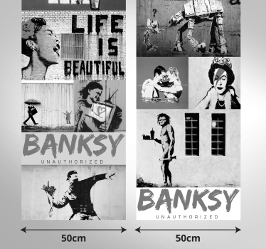Papier peint arte Banksy Nuances de gris - TenStickers