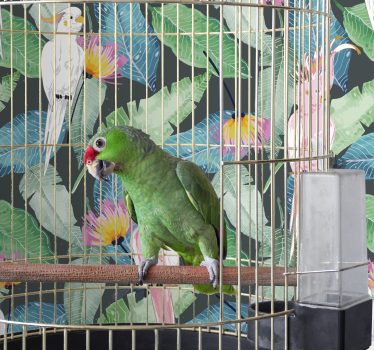 Papier peint oiseaux tropicaux et feuilles - TenStickers