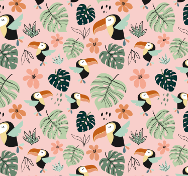 Papier peint chambre fille Plante et oiseau de la jungle - TenStickers
