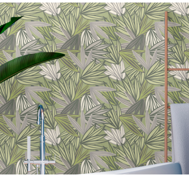 Papier peint salle de bain fôret motif feuilles - TenStickers