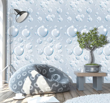 Papier peint salle de bain graphique danse de bulles - TenStickers