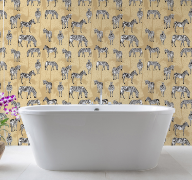 Papier peint salle de bain zèbres safari - TenStickers