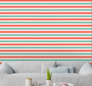 Papier peint rayures horizontales rouges et vertes - TenStickers