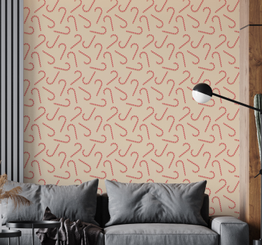 Papier peint Noël tourbillons de canne à sucre - TenStickers