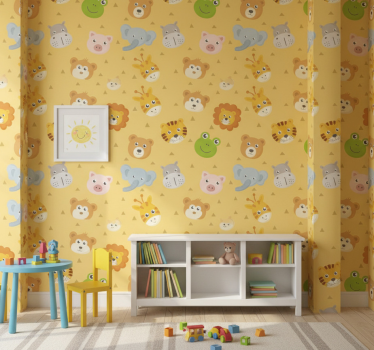Papier peint animaux aire de jeu colorée avec animaux - TenStickers