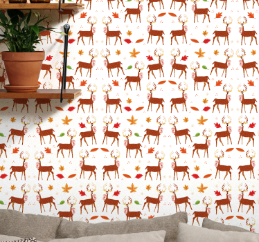 Papier peint Noël cerf d'inspiration festive - TenStickers