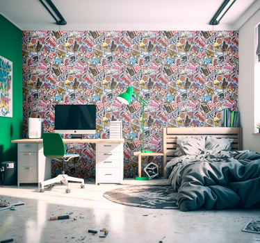 Papier peint chambre art collage style urbain - TenStickers