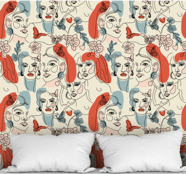 Papier peint art dessin au trait féminin - TenStickers