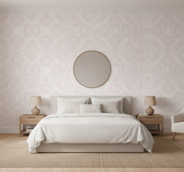Papier peint art motif méditerranéen rose clair - TenStickers