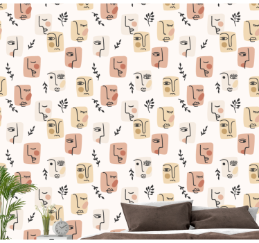 Papier peint art motifs abstraits du visage - TenStickers