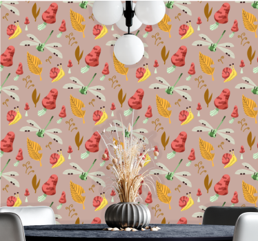 Papier peint art motifs naturels fantaisistes - TenStickers