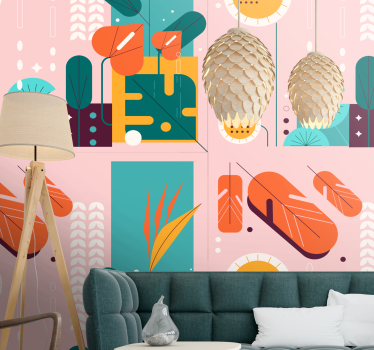 Papier peint art représentation de la nature géométrique - TenStickers
